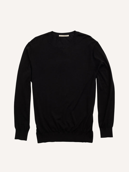 Knit Crew Sweater - Silk/Cotton - Black