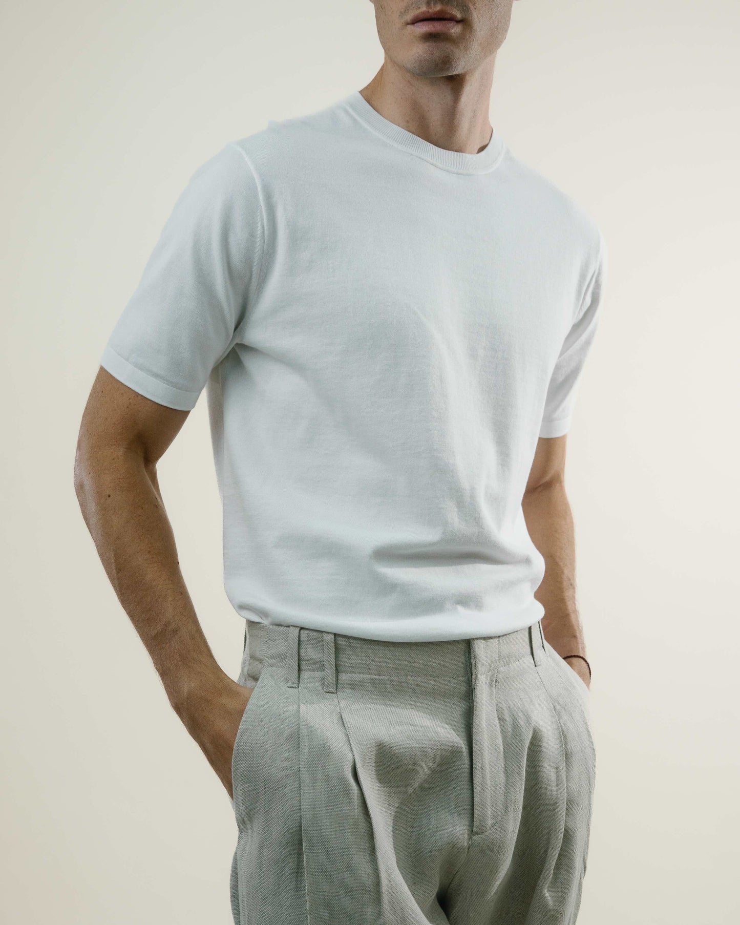 Knit Crew Tee - Sea Island - White