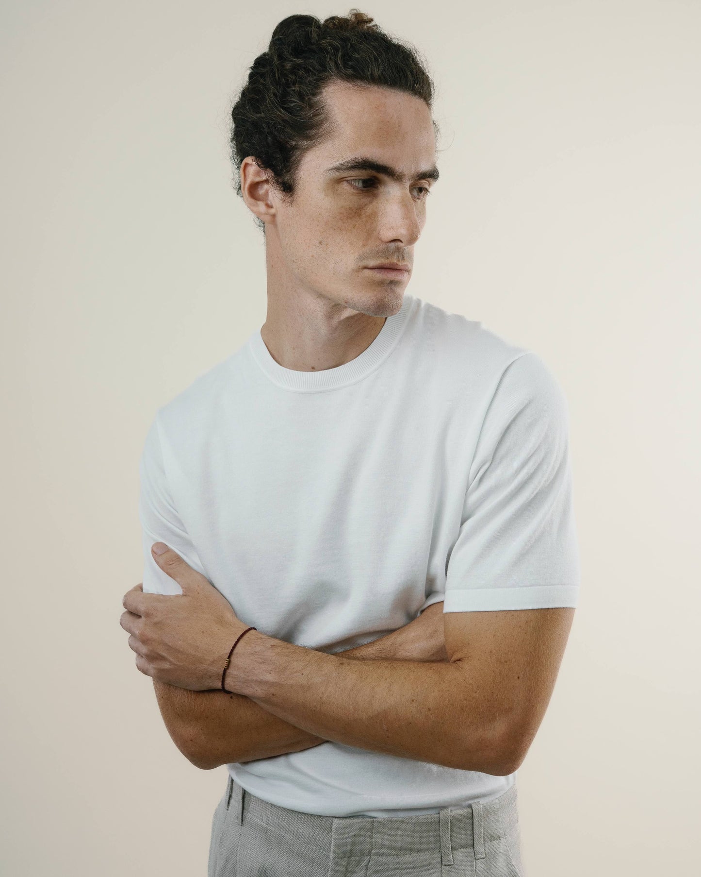 Knit Crew Tee - Sea Island - White