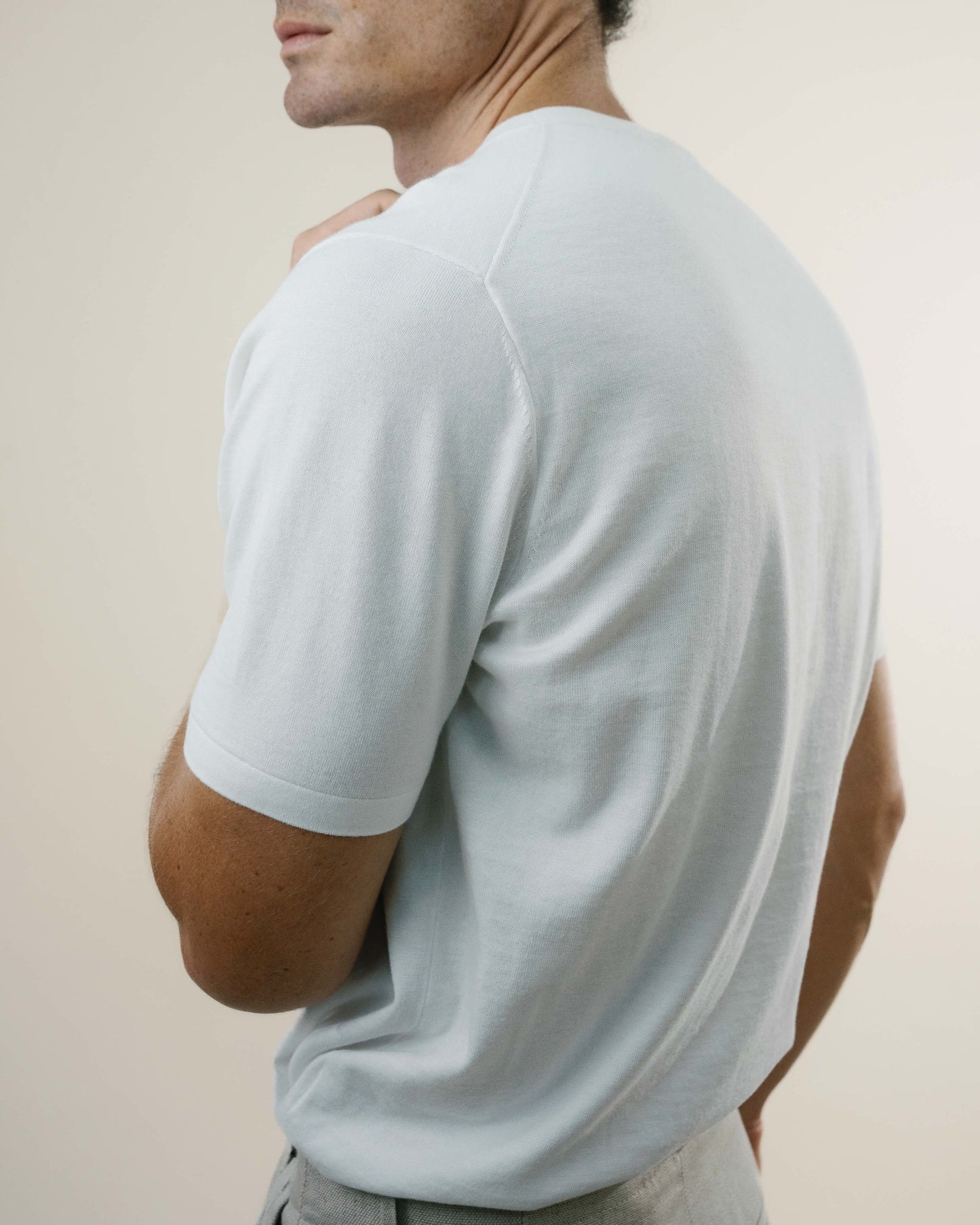 Knit Crew Tee - Sea Island - White