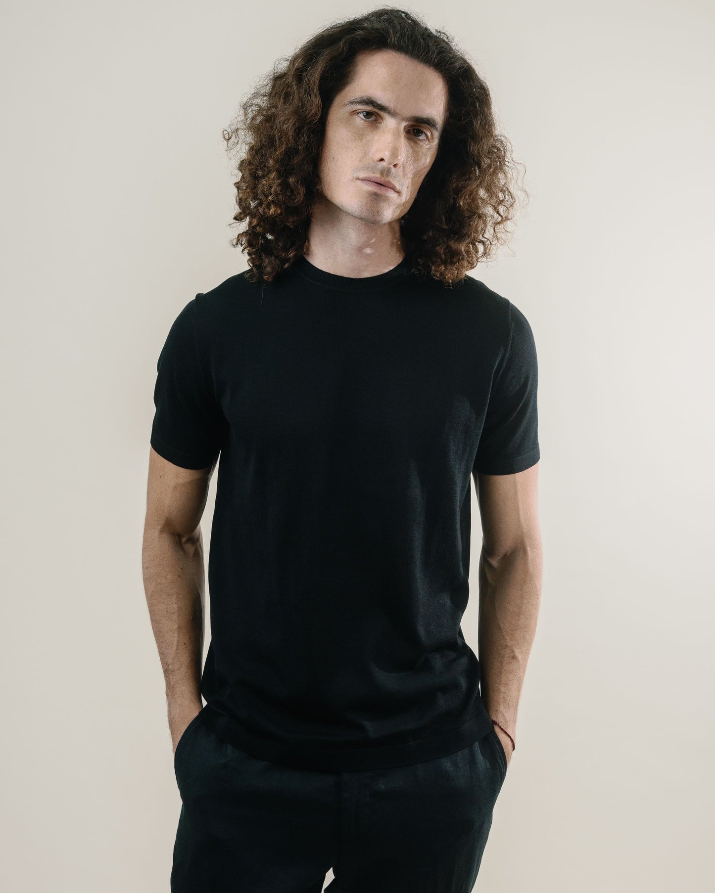 Knit Crew Tee - Silk/Cotton - Black