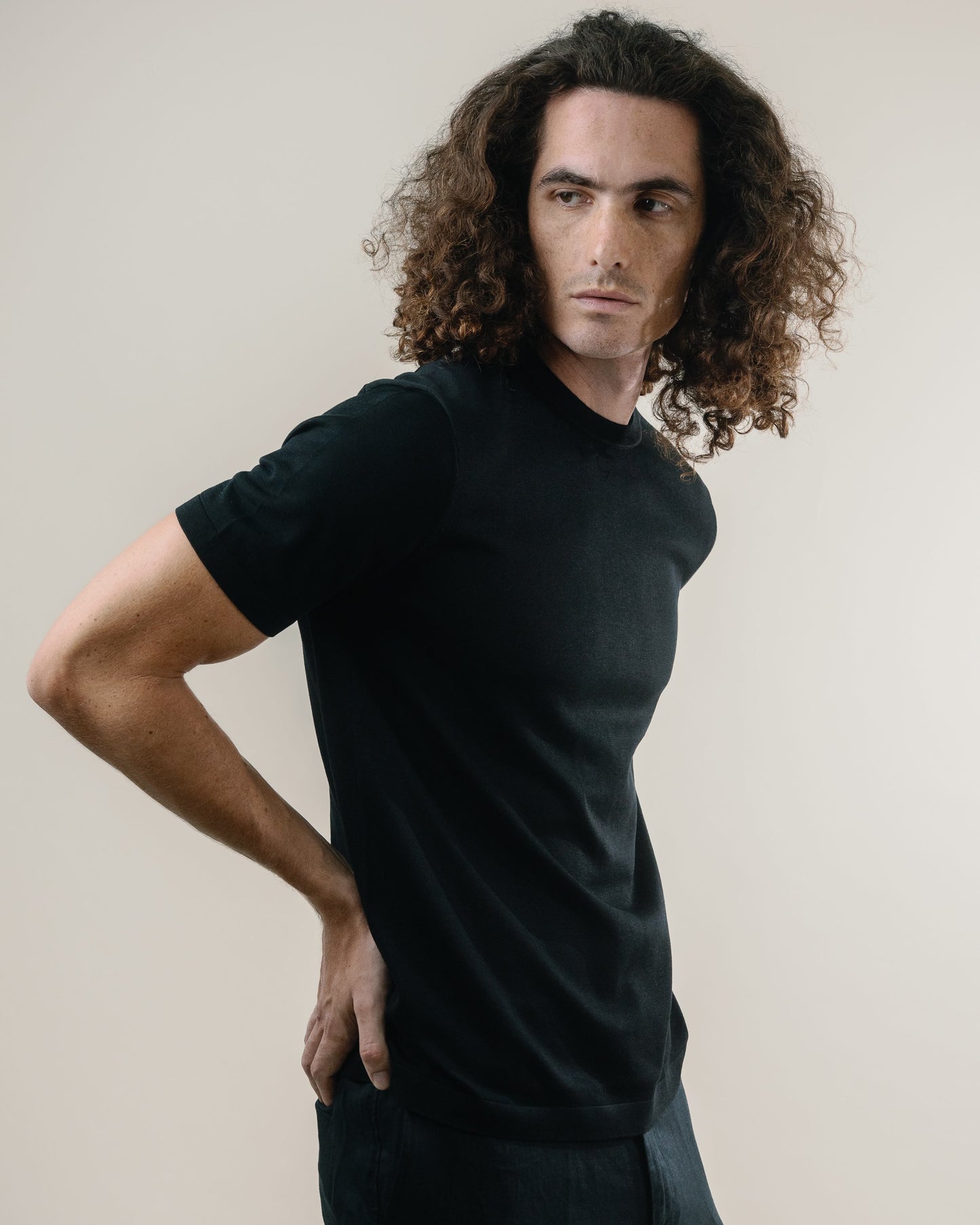 Knit Crew Tee - Silk/Cotton - Black