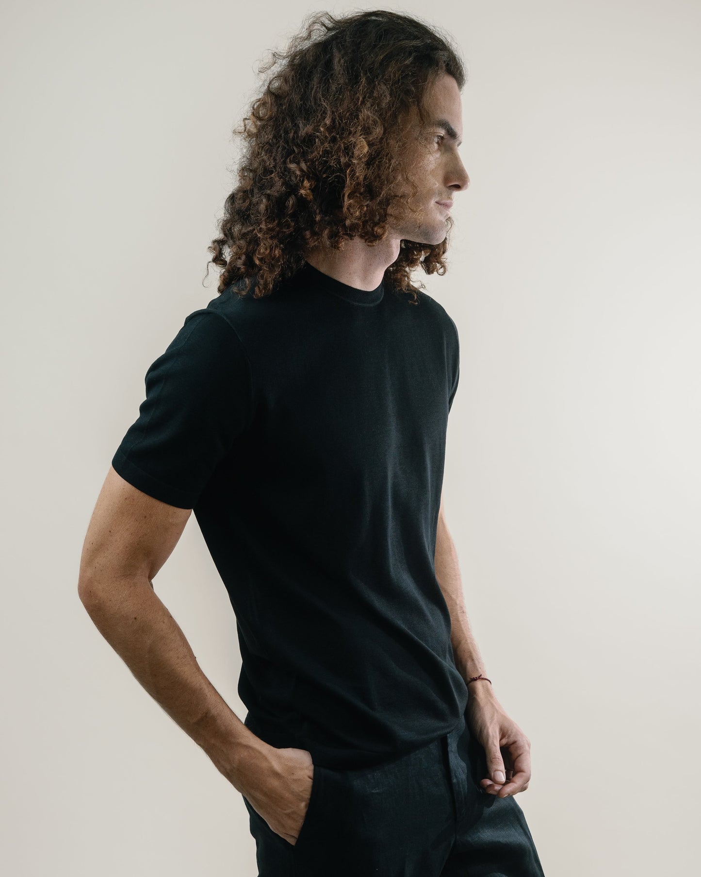 Knit Crew Tee - Silk/Cotton - Black