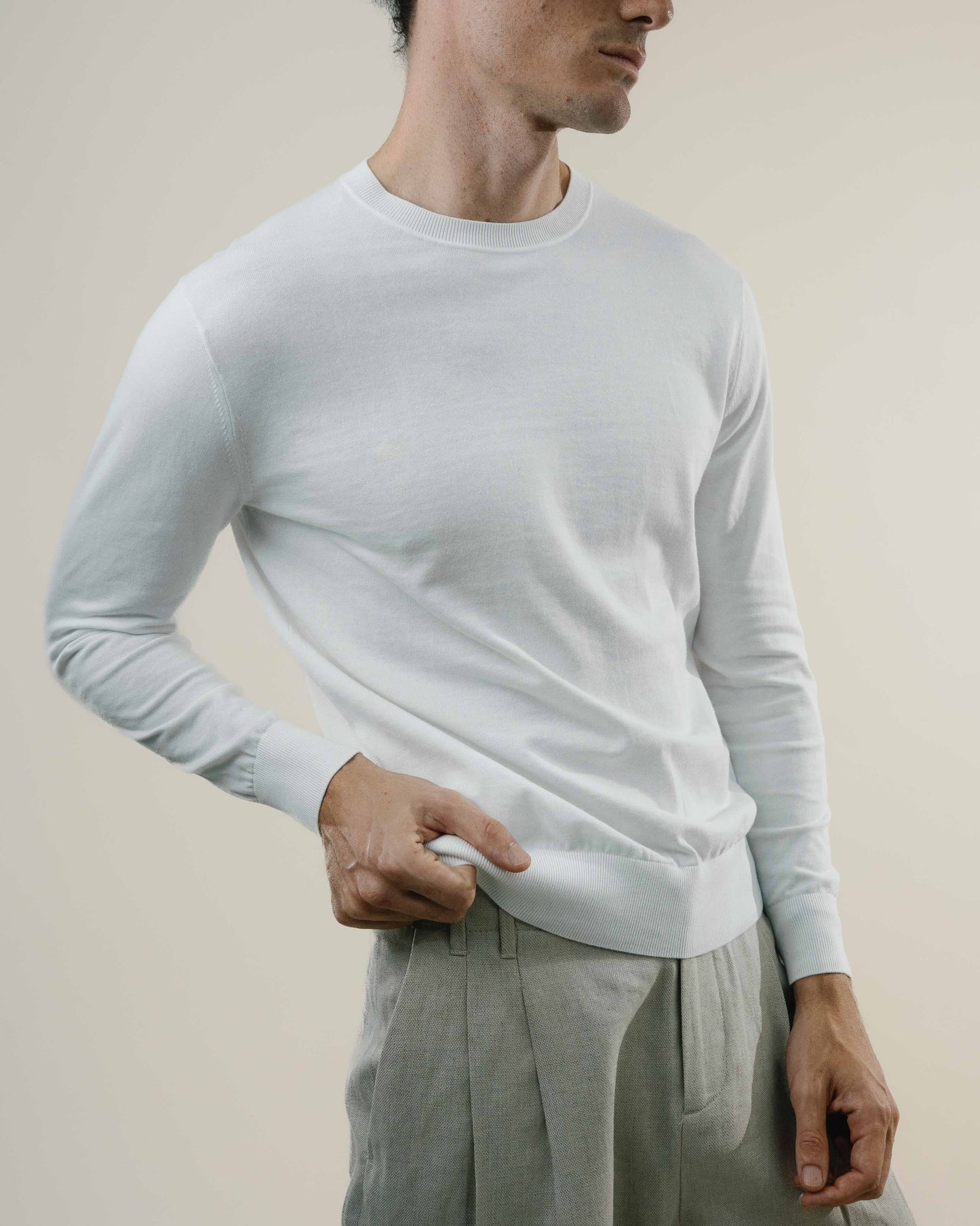 Knit Crew Sweater - Sea Island - White