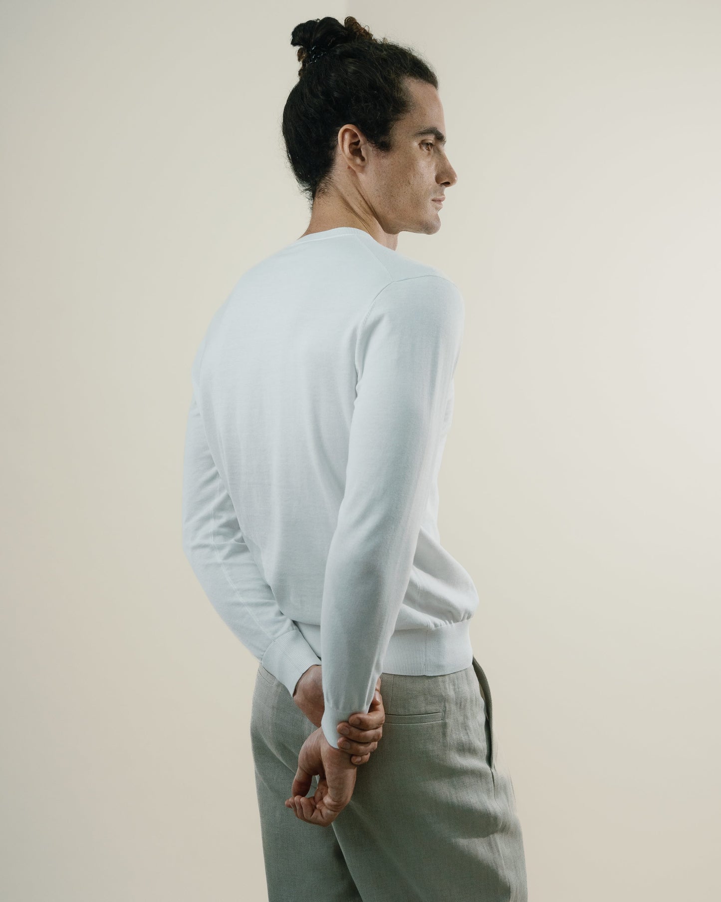 Knit Crew Sweater - Sea Island - White