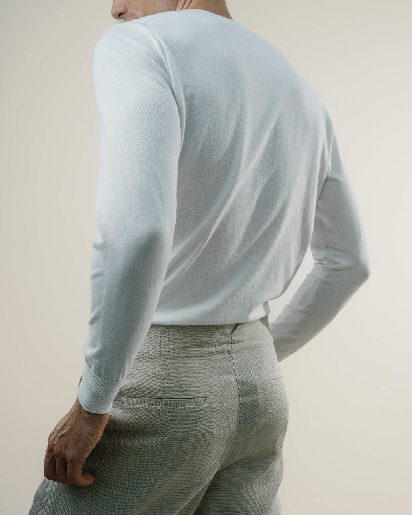Knit Crew Sweater - Sea Island - White